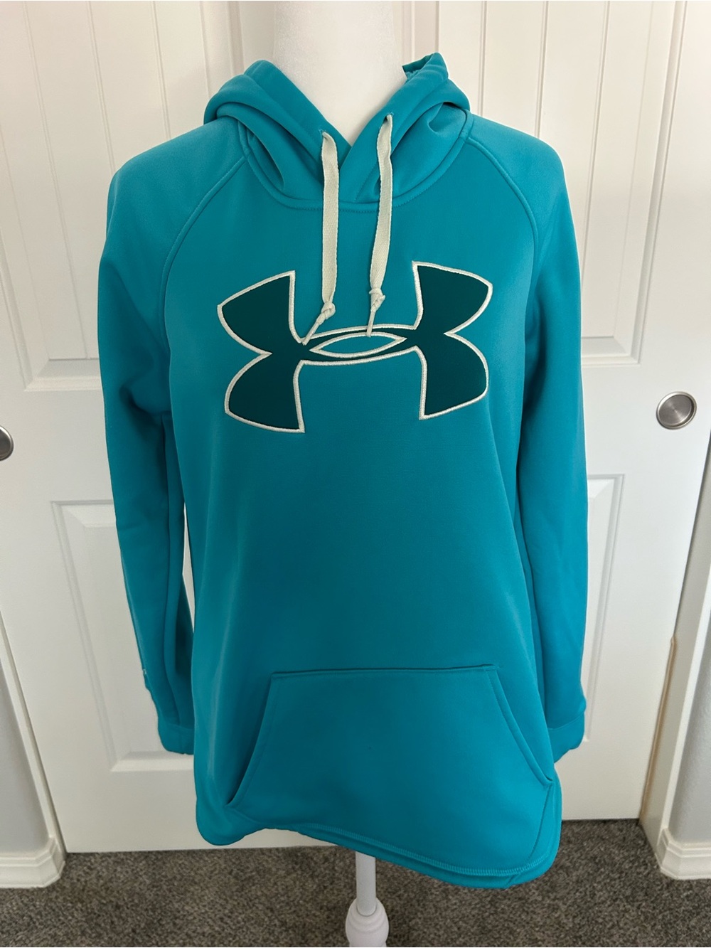 Under Armour Turquoise Pullover Hoodie with Contrast Logo